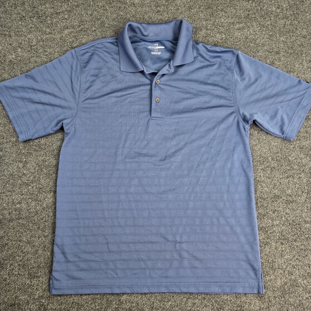 Grand Slam Polo Shirt Mens M Golf Performance Blue Striped Short Sleeve Regular
